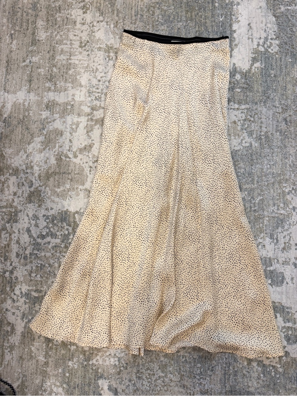 Mango Cream Maxi Dress with Black Dot Print
